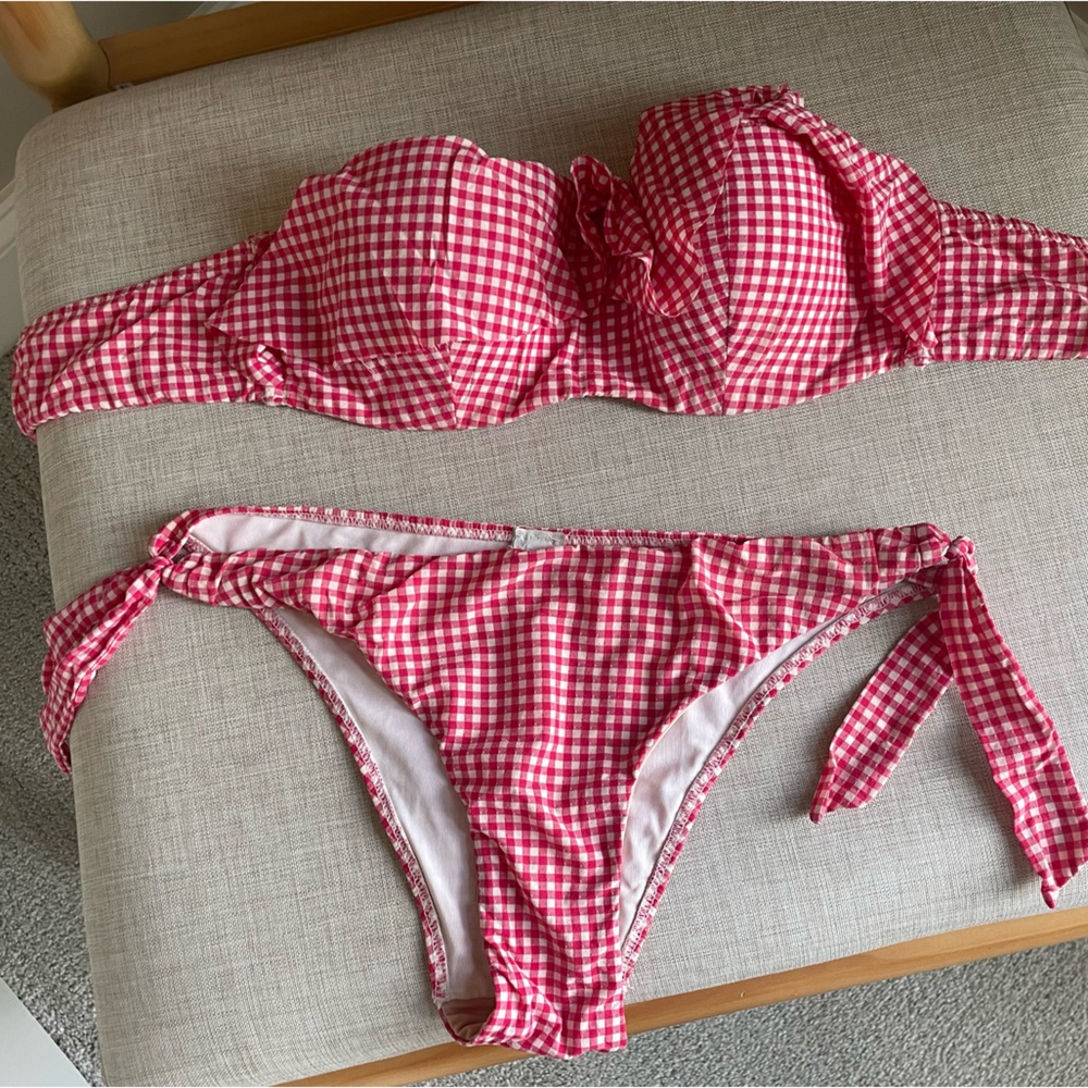 Coral pink Vichy Bikini Set